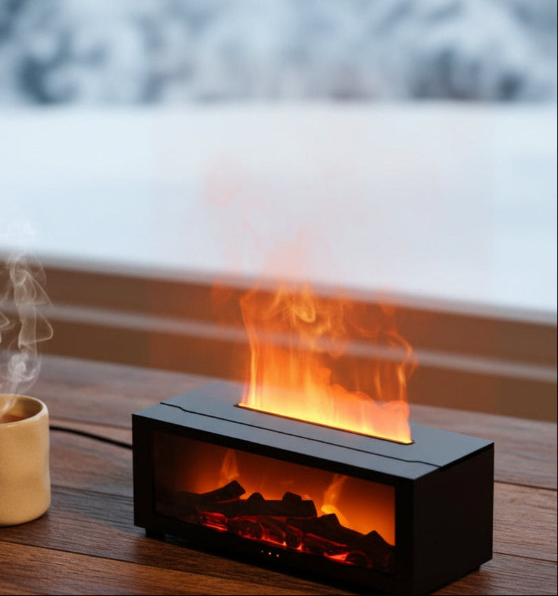 Aromatherapy fireplace diffuser designed for cozy apartments, offices, and bedrooms